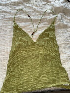 SHEIN Olive Green Textured Spaghetti Strap Cami